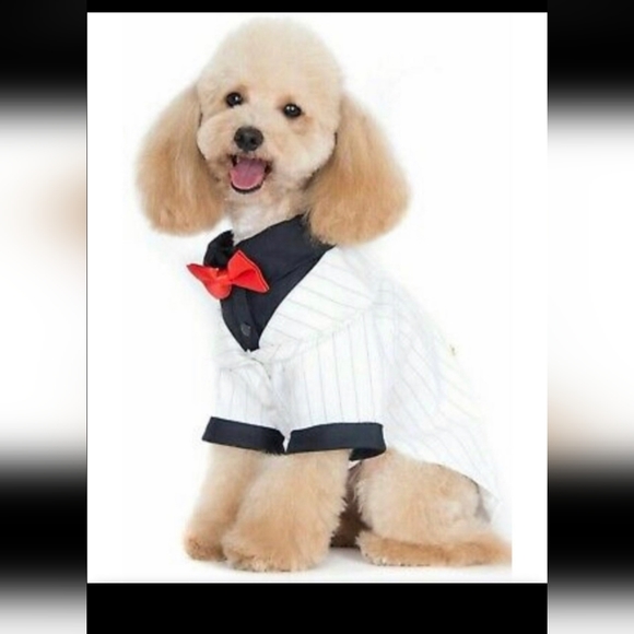 Alfie Oscar White Black Tux Tuxedo Formal Suit Costume Bowtie Neck Tie XS - Picture 1 of 5